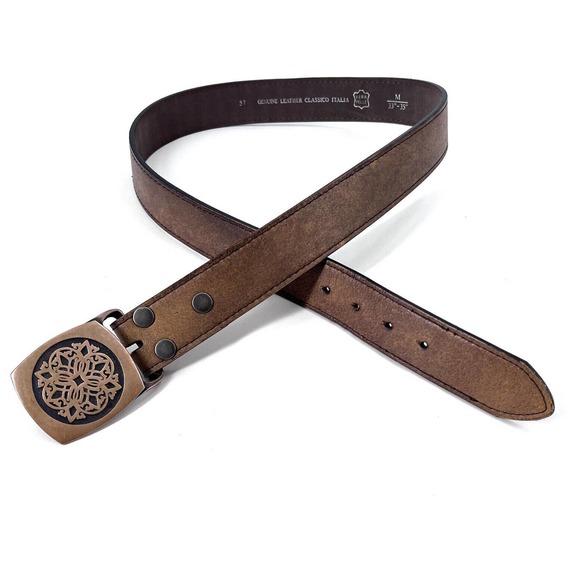 Unbranded Accessories Boho Brown Italian Leather Hook Belt With